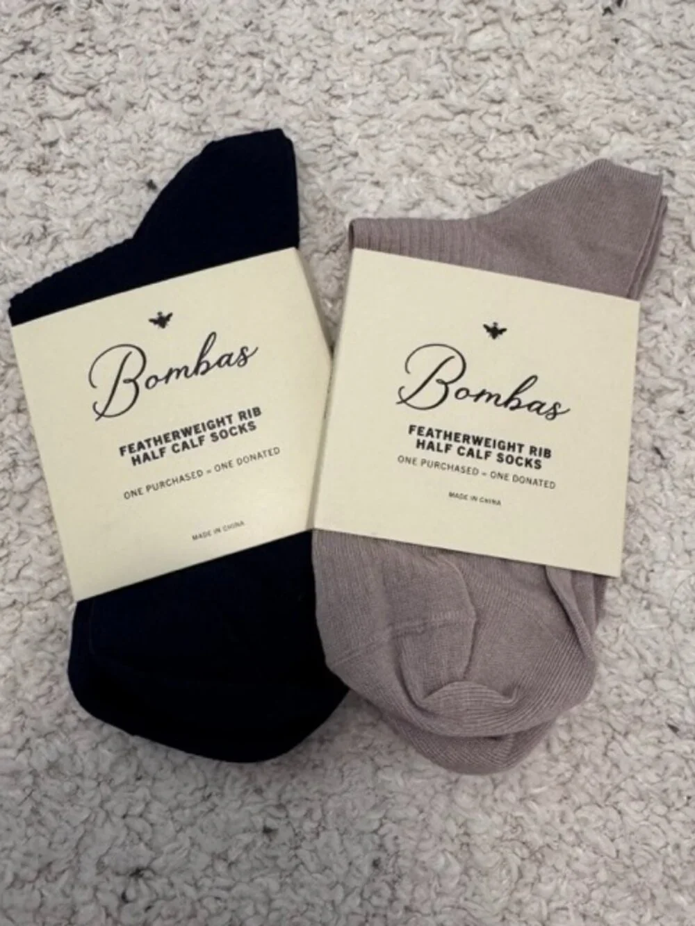 NWT Bombas Women's Featherweight Rib Half Calf Socks 2-Pack - Small (4-7.5)